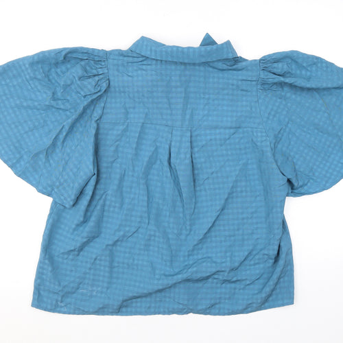 Selected Femme Womens Blue Check Polyester Basic Button-Up Size 14 Collared