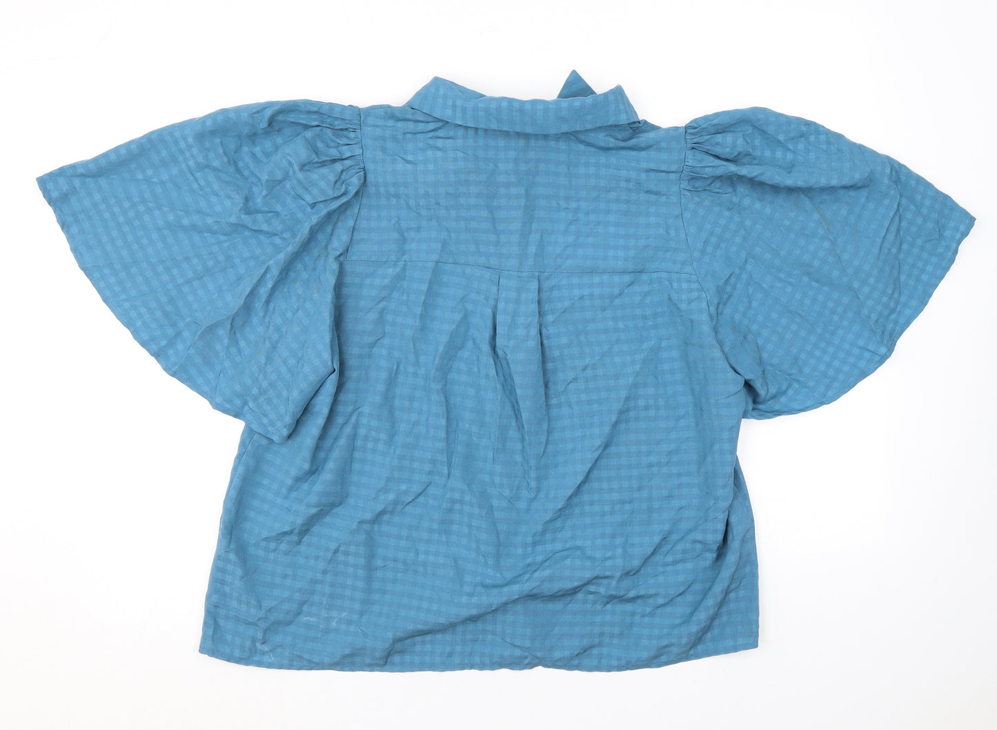 Selected Femme Womens Blue Check Polyester Basic Button-Up Size 14 Collared
