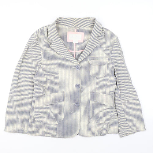 Jack Wills Womens Ivory Striped Jacket Blazer Size 12 Button