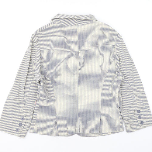 Jack Wills Womens Ivory Striped Jacket Blazer Size 12 Button