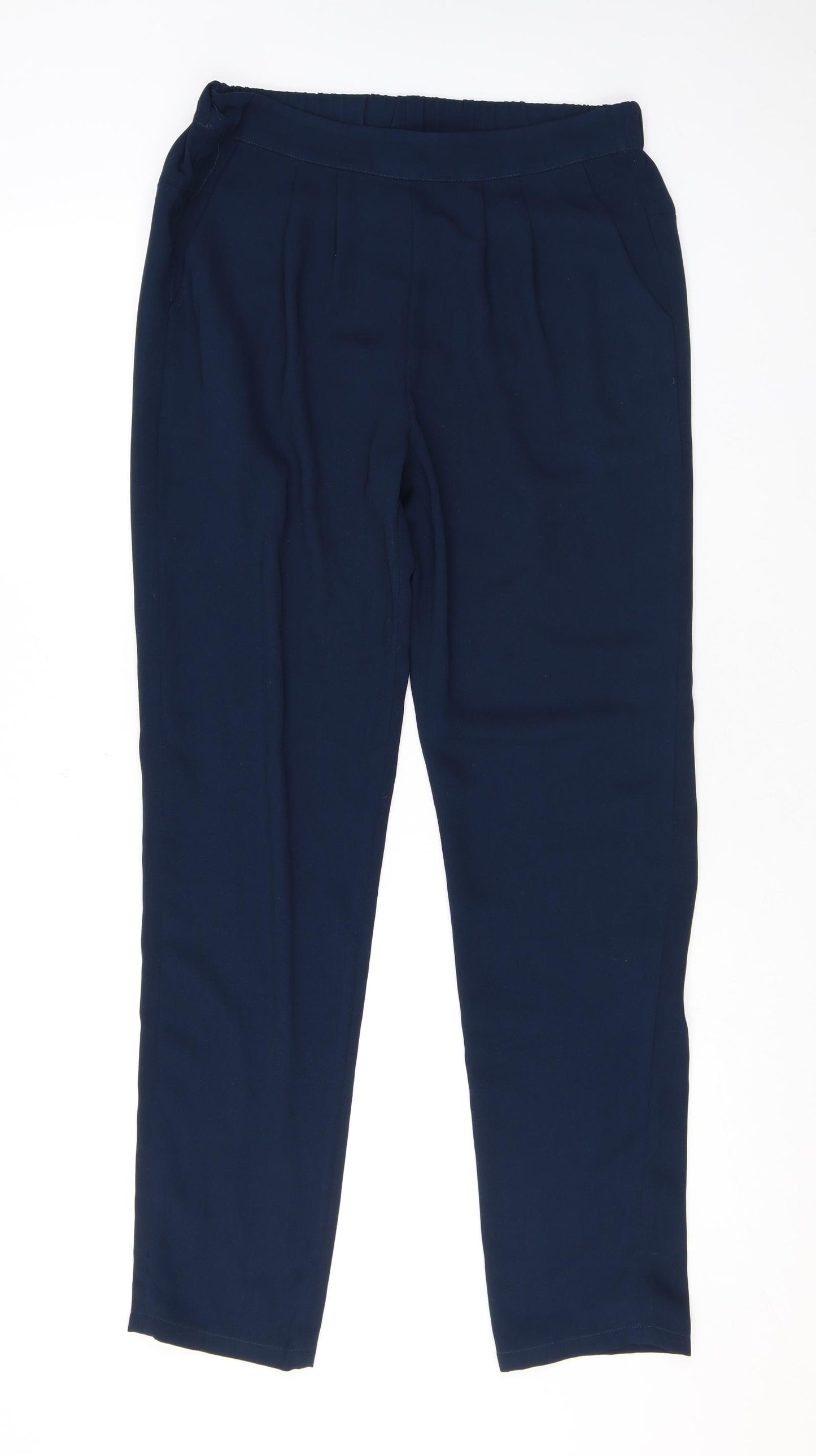 And Less Womens Blue Polyester Trousers Size 8 L28 in Regular