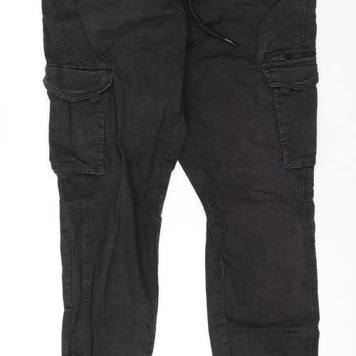 Denim & Co. Mens Grey Cotton Skinny Jeans Size L L30 in Regular Drawstring - Cuffed