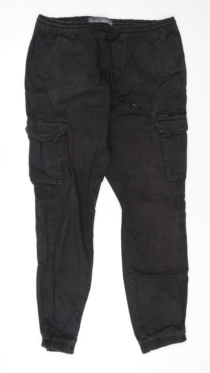 Denim & Co. Mens Grey Cotton Skinny Jeans Size L L30 in Regular Drawstring - Cuffed