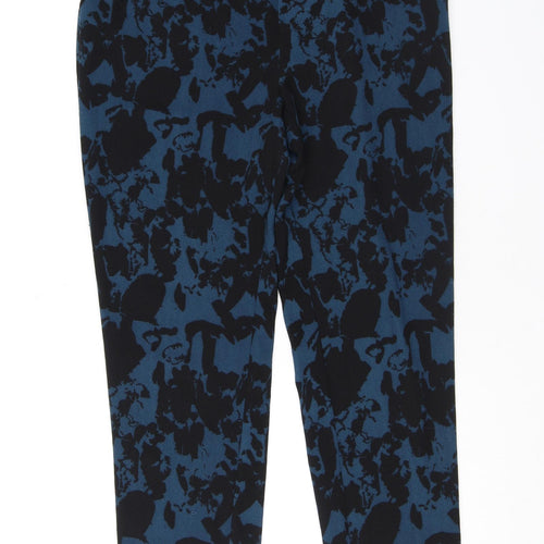 ICHI Womens Blue Geometric Polyester Trousers Size S L28 in Regular