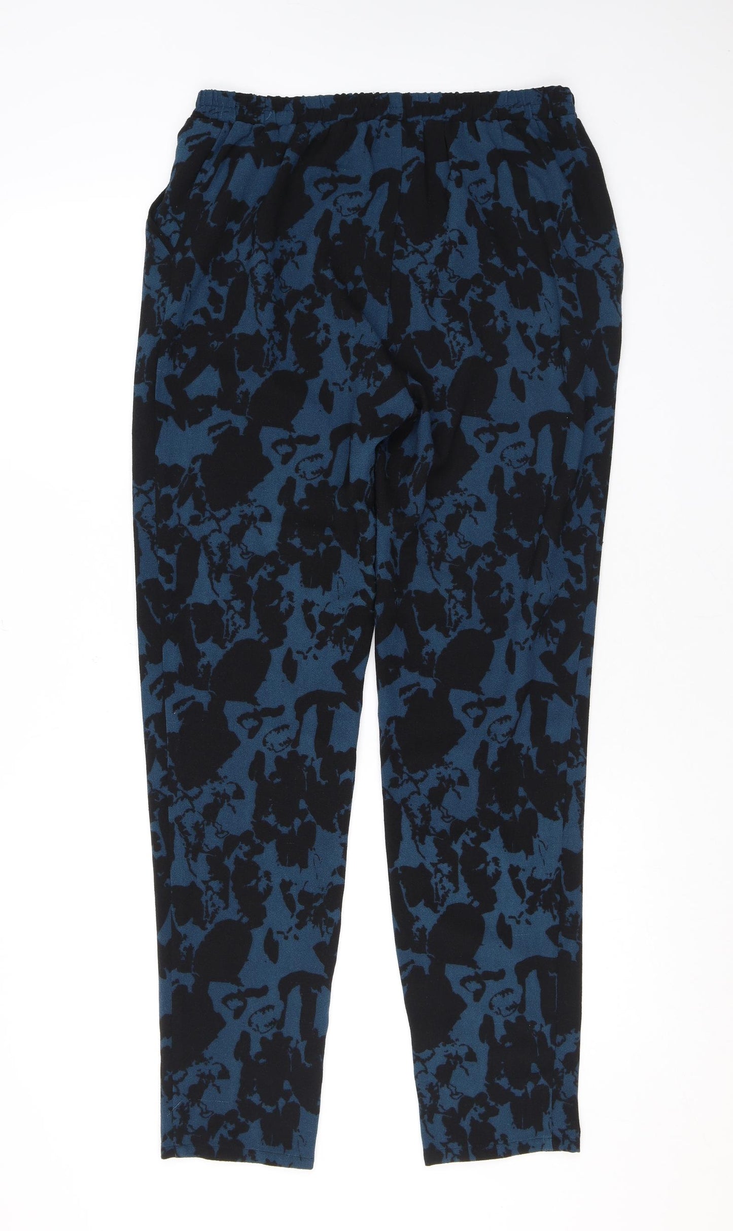 ICHI Womens Blue Geometric Polyester Trousers Size S L28 in Regular