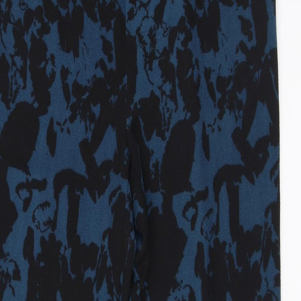 ICHI Womens Blue Geometric Polyester Trousers Size S L28 in Regular