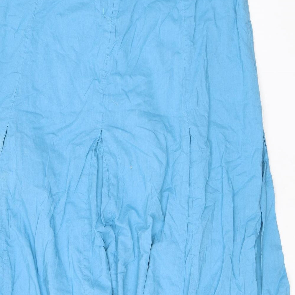 Long Tall Sally Womens Blue Floral Cotton A-Line Skirt Size 18 Zip - Broderie Anglaise