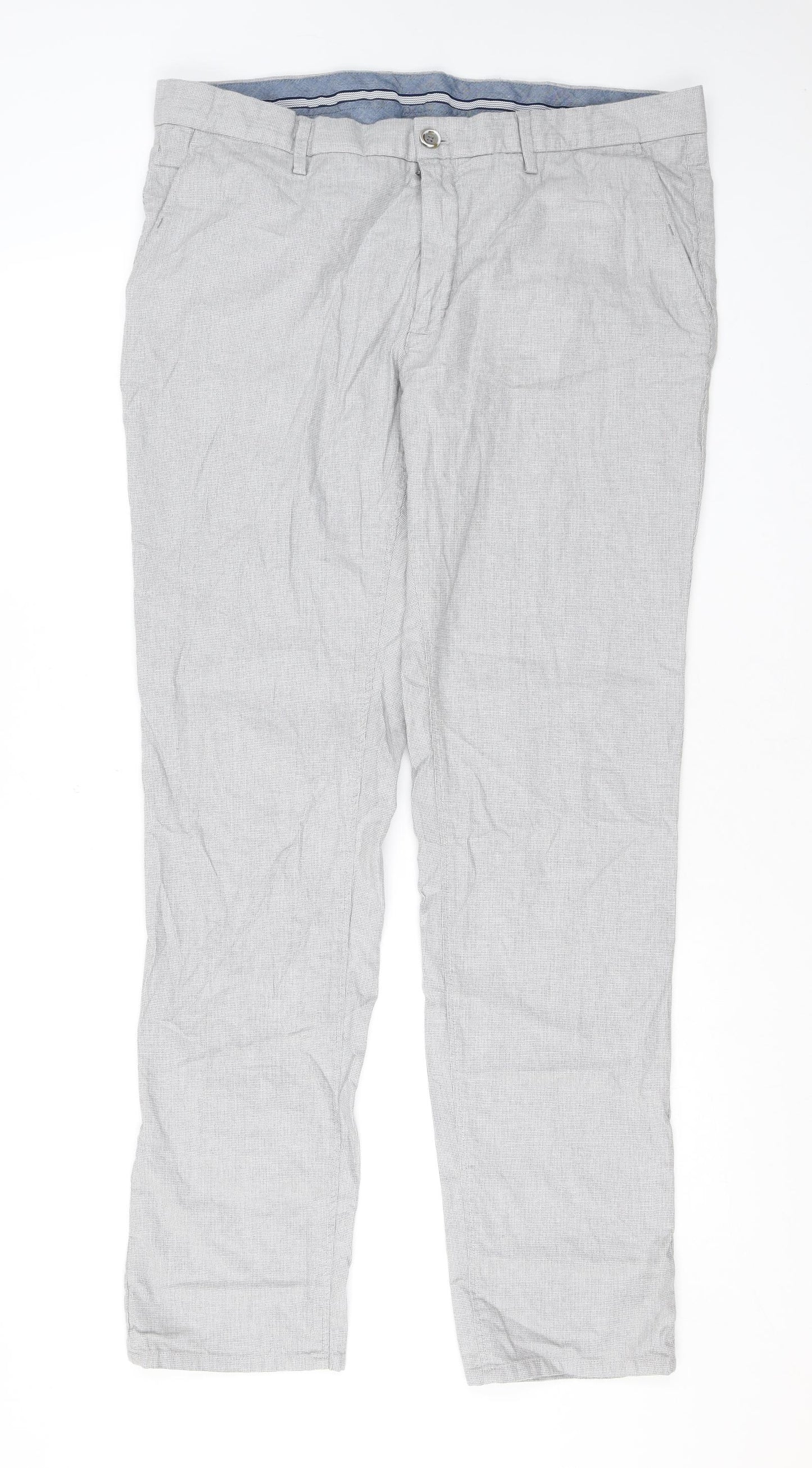 Massimo Dutti Mens Grey Cotton Trousers Size 46 in L32 in Regular Zip