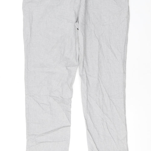 Massimo Dutti Mens Grey Cotton Trousers Size 46 in L32 in Regular Zip