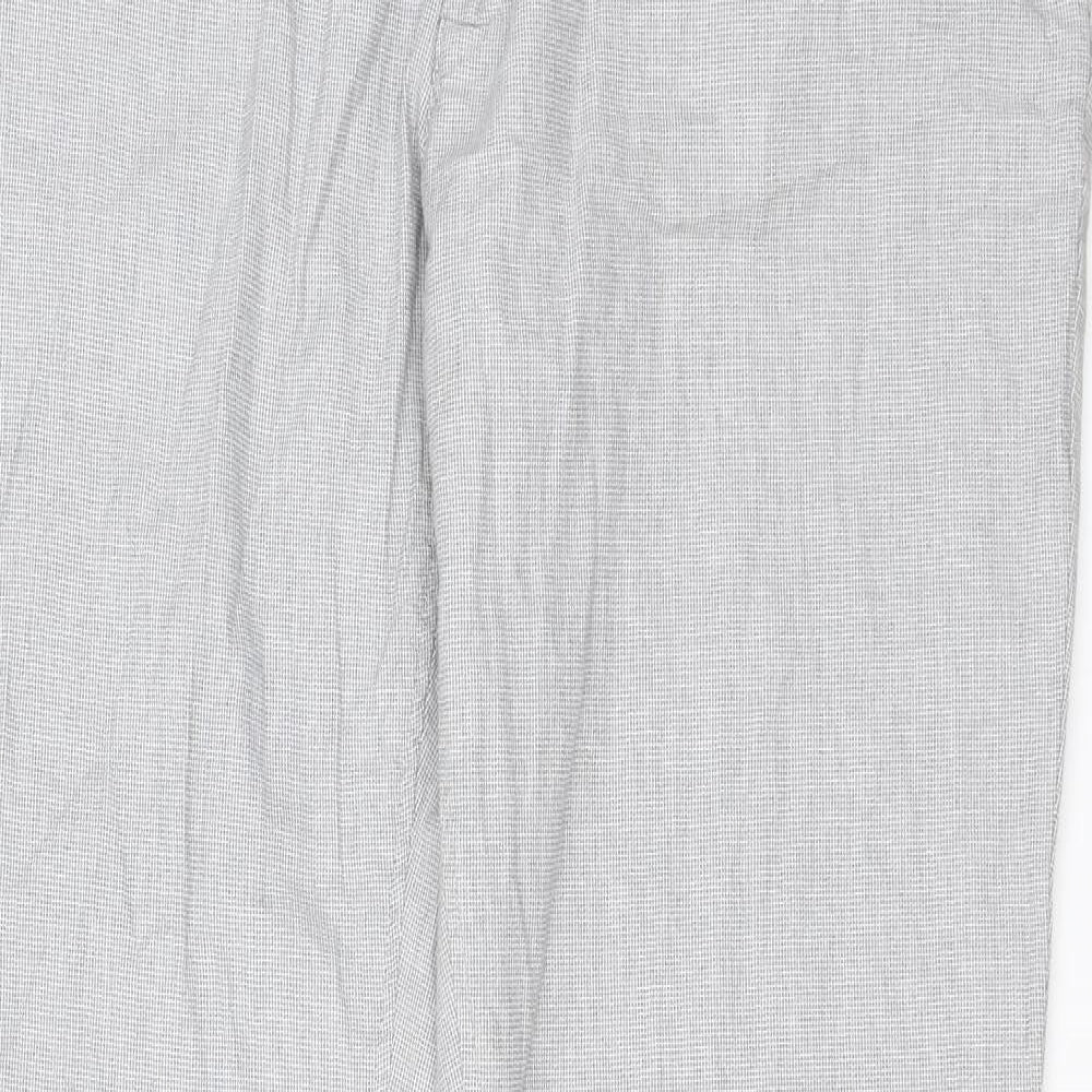 Massimo Dutti Mens Grey Cotton Trousers Size 46 in L32 in Regular Zip