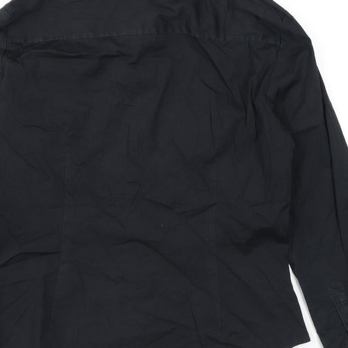 Zara Womens Black Cotton Basic Button-Up Size M Collared
