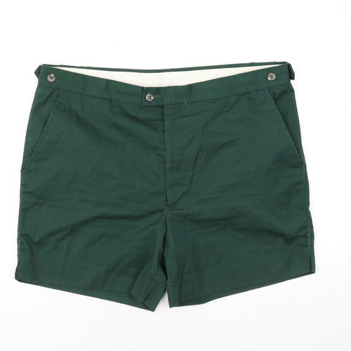 Casual Club Mens Green Polyester Chino Shorts Size 38 in Regular Zip