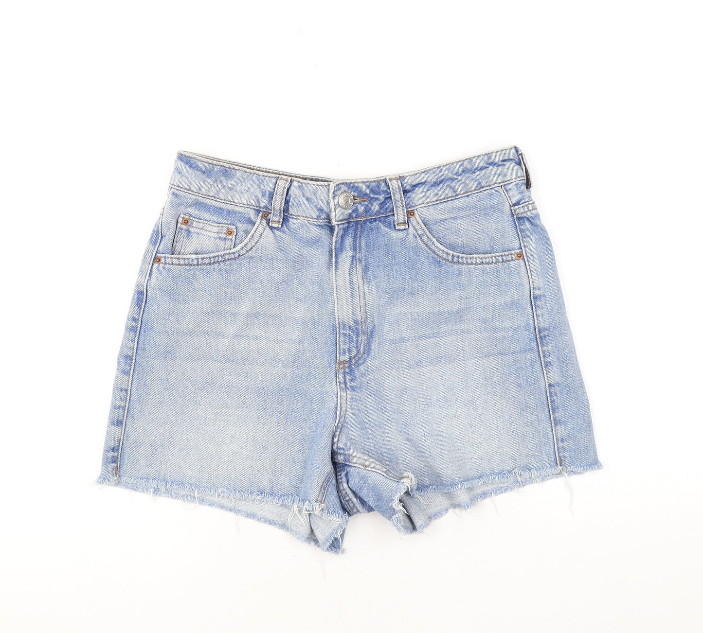 Topshop Womens Blue Cotton Cut-Off Shorts Size 26 Regular Zip