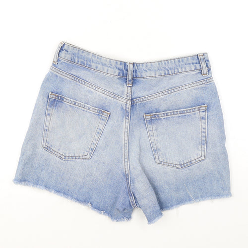 Topshop Womens Blue Cotton Cut-Off Shorts Size 26 Regular Zip