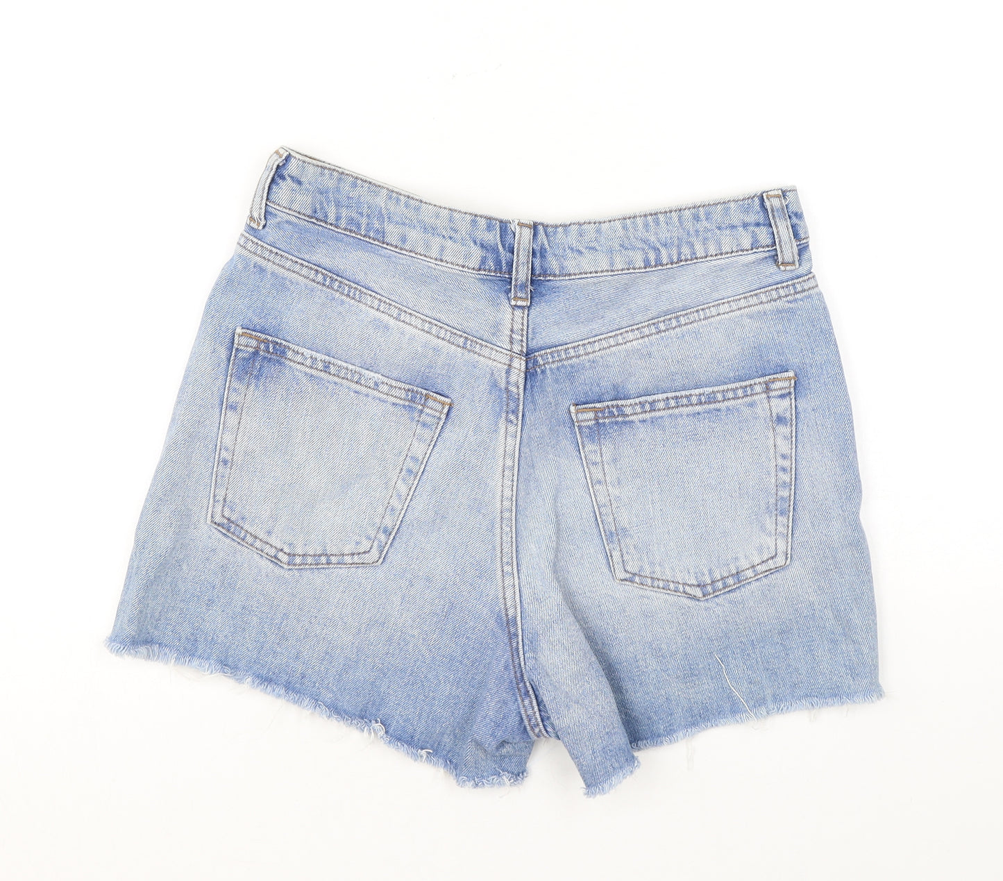 Topshop Womens Blue Cotton Cut-Off Shorts Size 26 Regular Zip