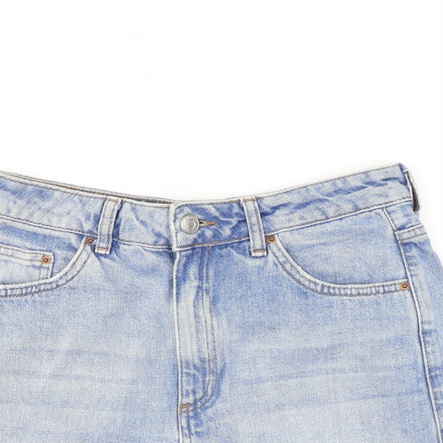 Topshop Womens Blue Cotton Cut-Off Shorts Size 26 Regular Zip