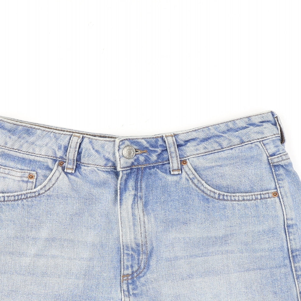 Topshop Womens Blue Cotton Cut-Off Shorts Size 26 Regular Zip