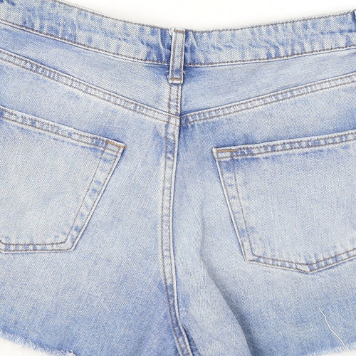 Topshop Womens Blue Cotton Cut-Off Shorts Size 26 Regular Zip