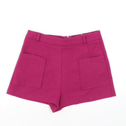FOREVER 21 Womens Pink Polyester Basic Shorts Size S Regular Zip