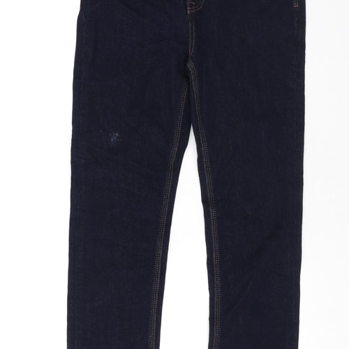 Marks and Spencer Womens Blue Cotton Straight Jeans Size 10 L27 in Regular Zip