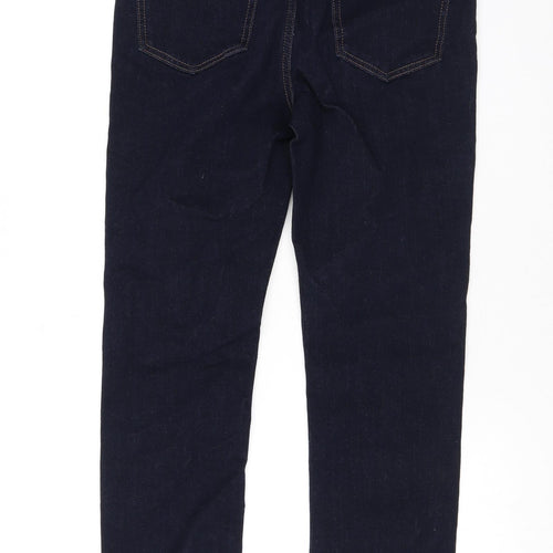 Marks and Spencer Womens Blue Cotton Straight Jeans Size 10 L27 in Regular Zip