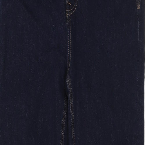 Marks and Spencer Womens Blue Cotton Straight Jeans Size 10 L27 in Regular Zip