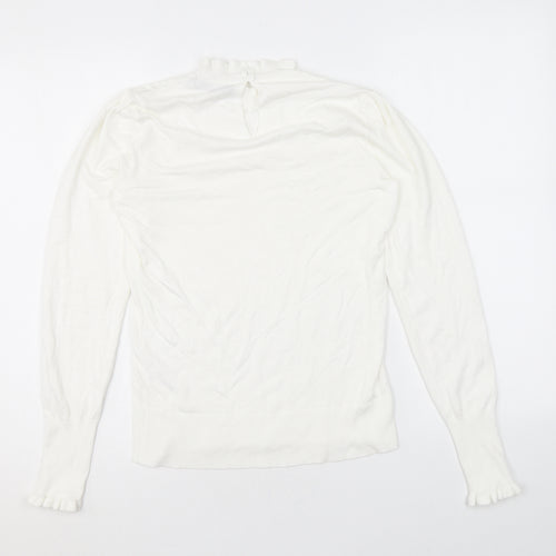 Oasis Womens White Mock Neck Viscose Pullover Jumper Size XS - Lace