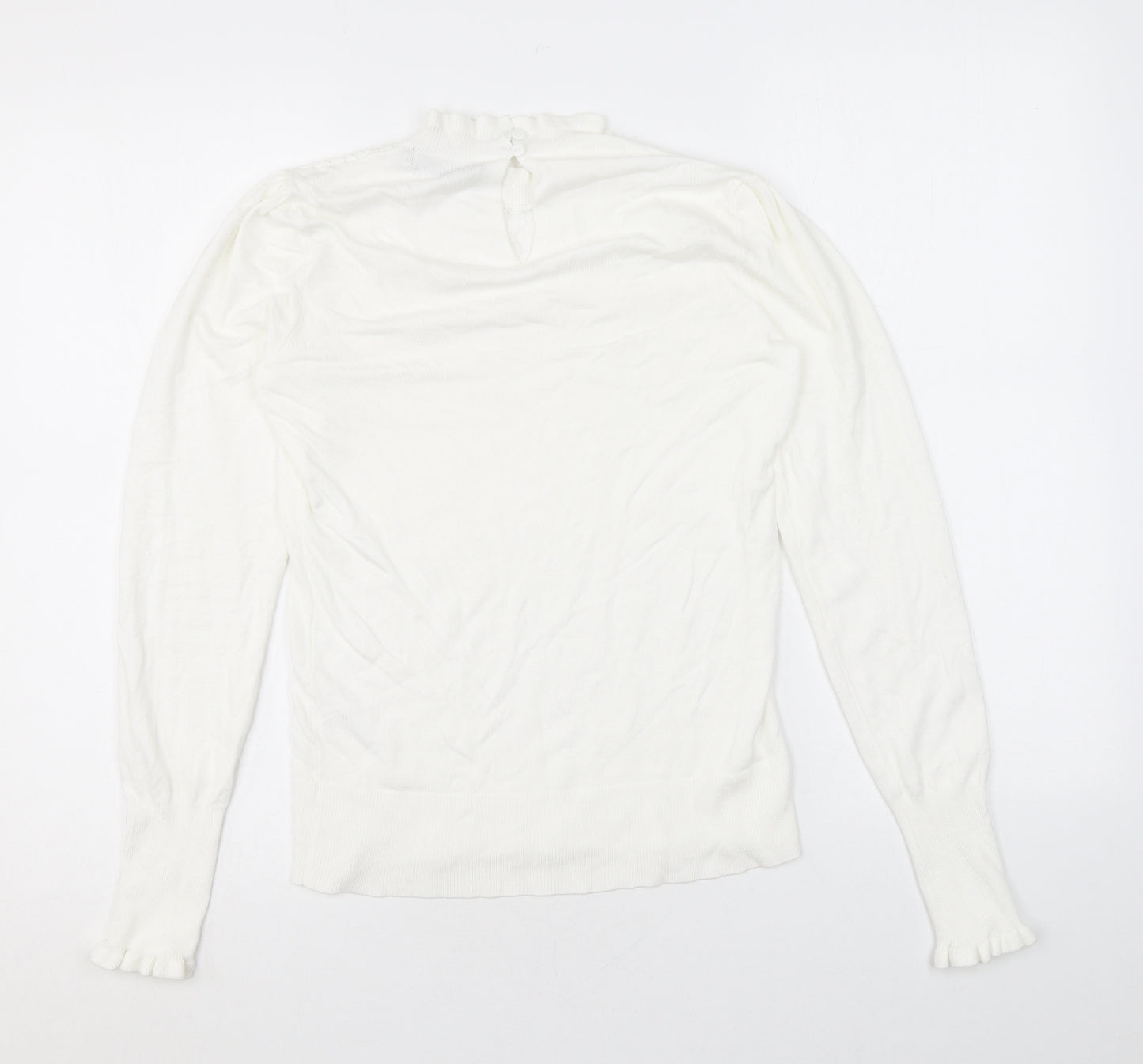 Oasis Womens White Mock Neck Viscose Pullover Jumper Size XS - Lace