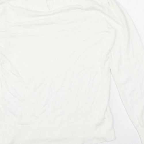 Oasis Womens White Mock Neck Viscose Pullover Jumper Size XS - Lace
