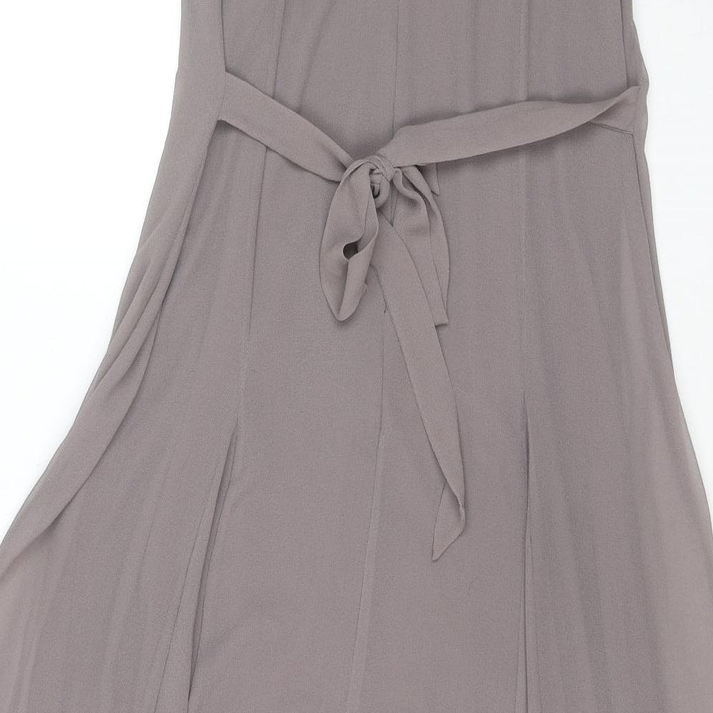 Joanna Hope Womens Beige Polyester Tank Dress Size 14 Square Neck Zip - Beaded Flower Detail
