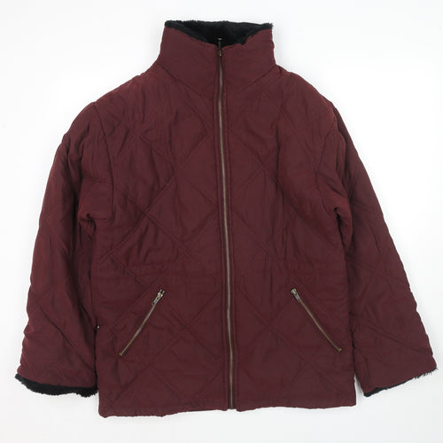 Etam Womens Red Quilted Jacket Size 12 Zip