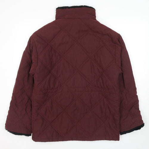 Etam Womens Red Quilted Jacket Size 12 Zip