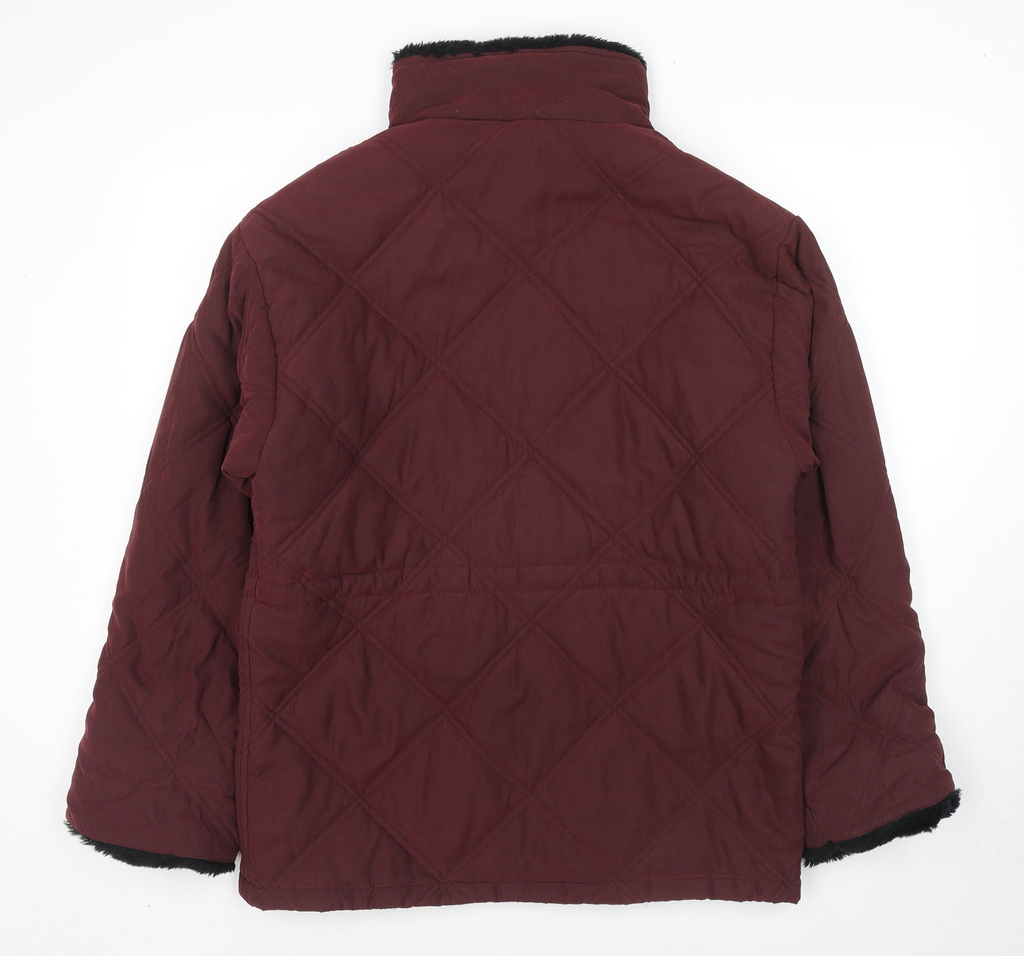 Etam Womens Red Quilted Jacket Size 12 Zip