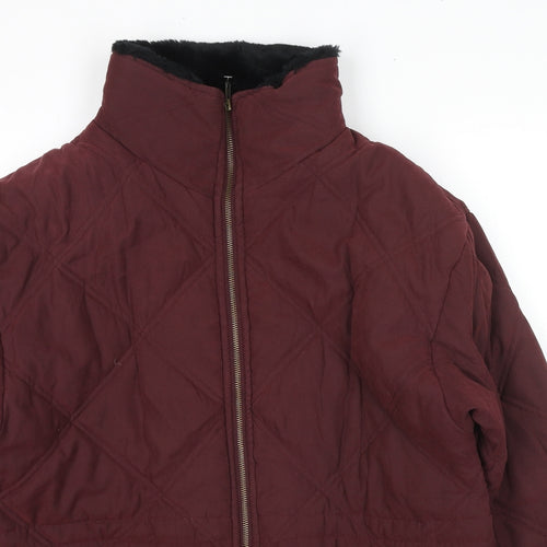 Etam Womens Red Quilted Jacket Size 12 Zip