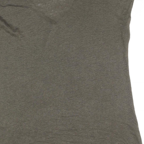 John Lewis Womens Grey Linen Basic T-Shirt Size 14 V-Neck