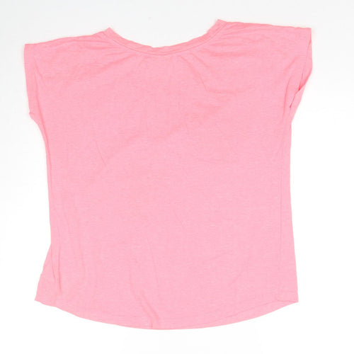 Peanuts Womens Pink Cotton Basic T-Shirt Size 14 Round Neck - Size 14-16 Snoopy Snow Day