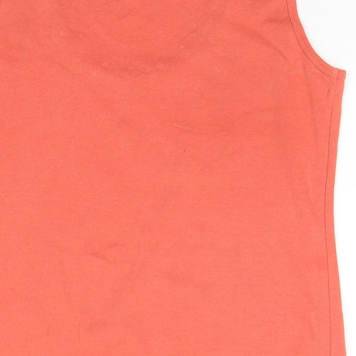 Marks and Spencer Womens Orange Cotton Basic Tank Size 14 Round Neck - Beaded Detail