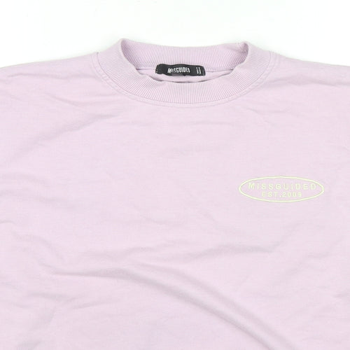 Missguided Womens Purple Cotton Pullover Sweatshirt Size 10 Pullover - Logo