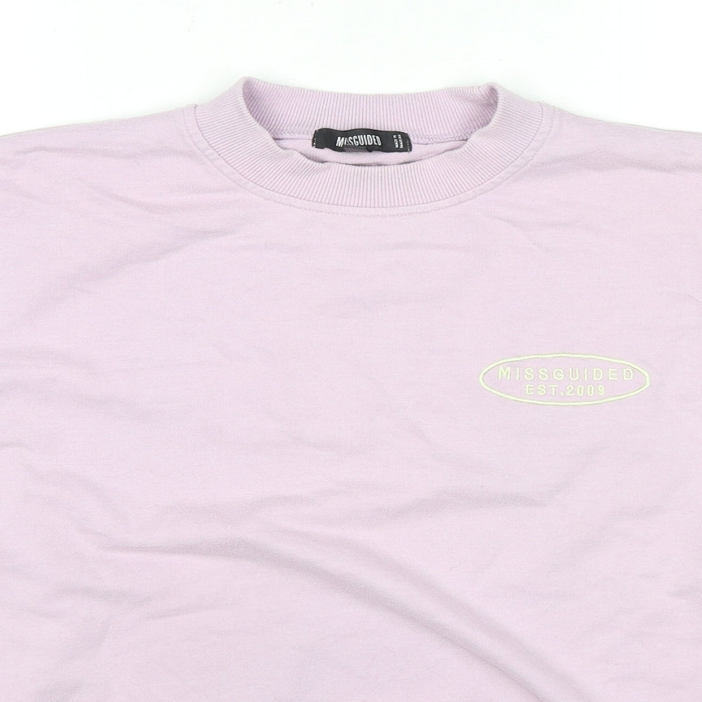 Missguided Womens Purple Cotton Pullover Sweatshirt Size 10 Pullover - Logo