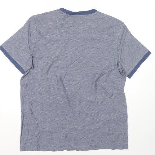 Marks and Spencer Mens Blue Cotton T-Shirt Size L Round Neck