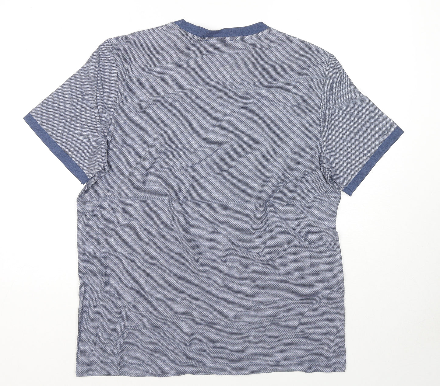 Marks and Spencer Mens Blue Cotton T-Shirt Size L Round Neck