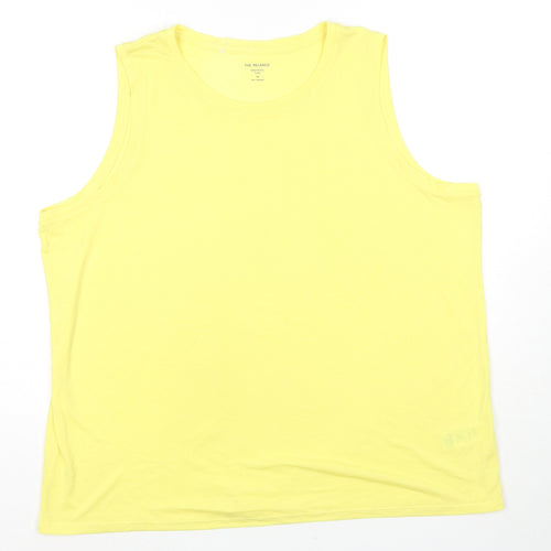 Marks and Spencer Womens Yellow Polyester Basic Tank Size 18 Round Neck