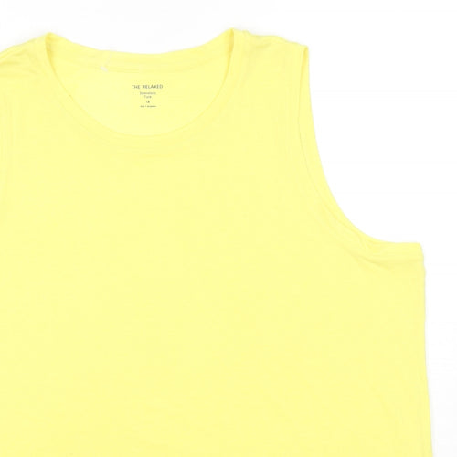 Marks and Spencer Womens Yellow Polyester Basic Tank Size 18 Round Neck
