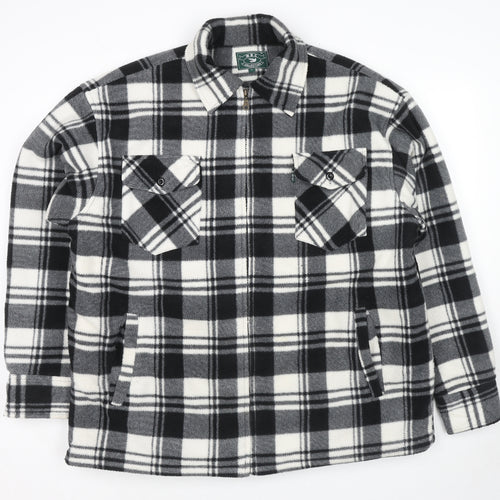 MBC Mens Black Check Jacket Size L Zip