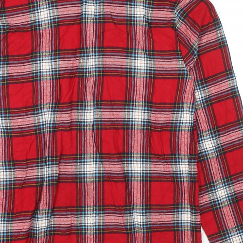 Marks and Spencer Mens Red Check Cotton Pyjama Top Size S Button