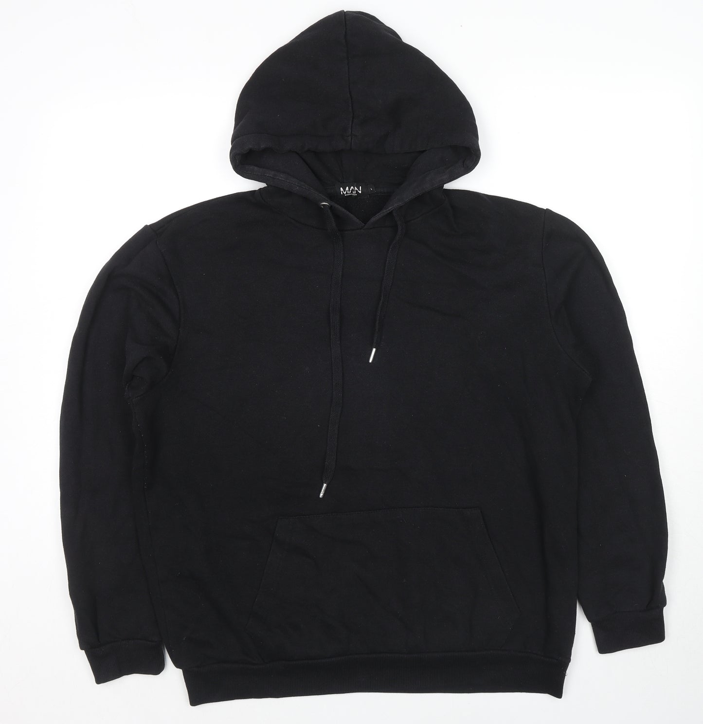Boohoo Mens Black Cotton Pullover Hoodie Size S