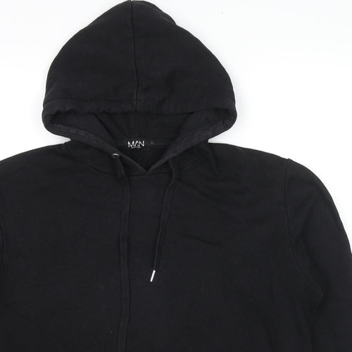 Boohoo Mens Black Cotton Pullover Hoodie Size S