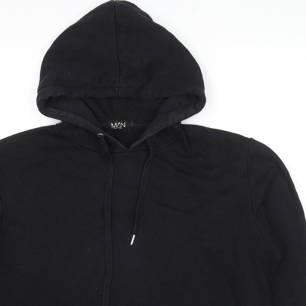 Boohoo Mens Black Cotton Pullover Hoodie Size S