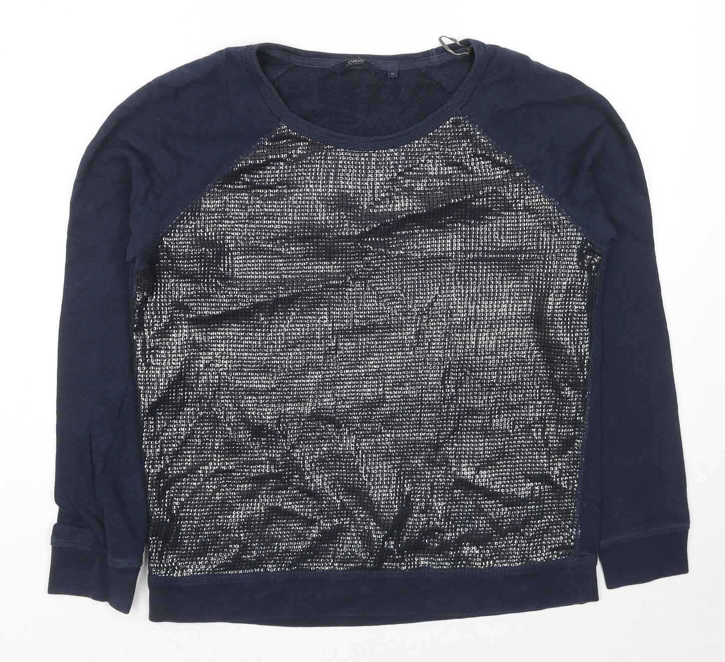 NEXT Womens Blue Cotton Pullover Sweatshirt Size 14 Pullover - Sequin Detail