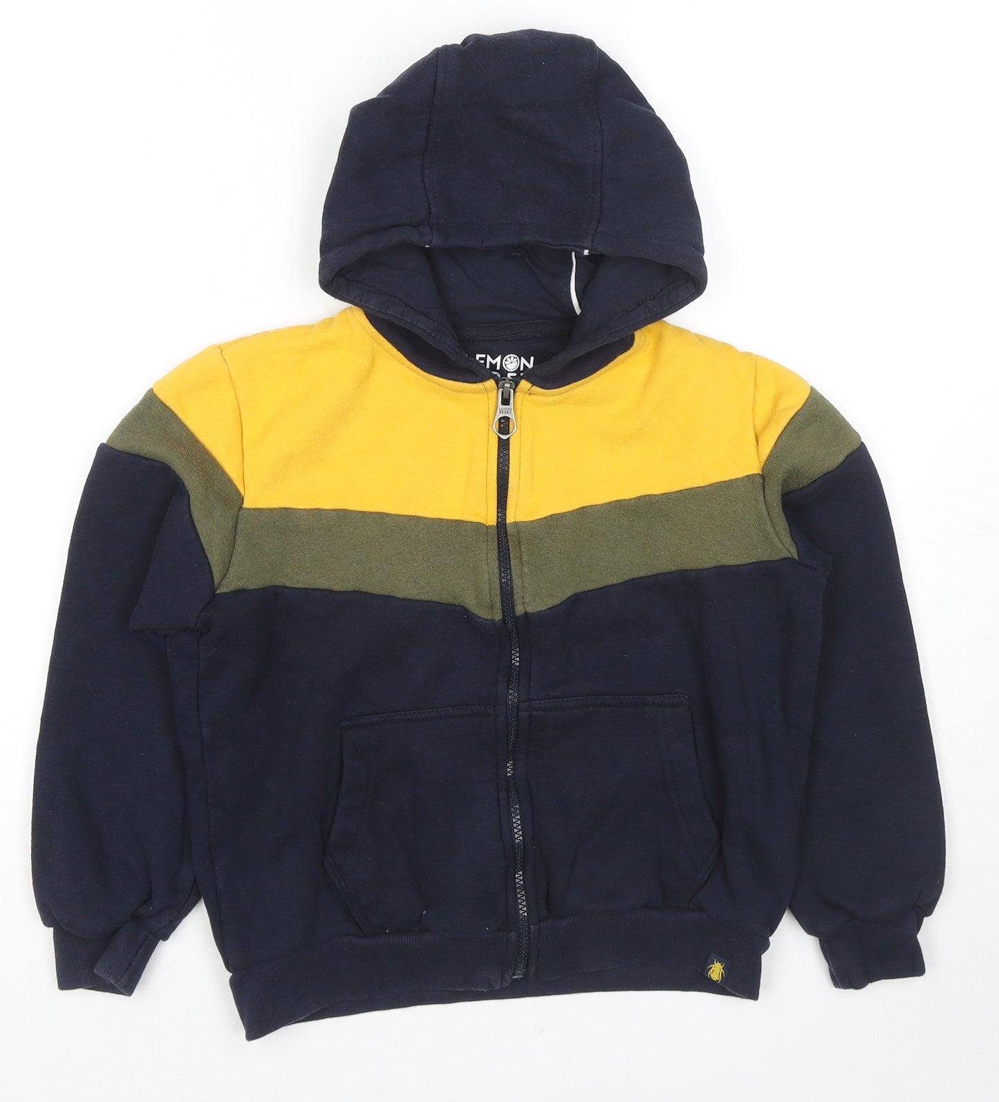 Lemon Beret Boys Blue Colourblock Cotton Full Zip Hoodie Size 9-10 Years Zip - Age 9-11 Years